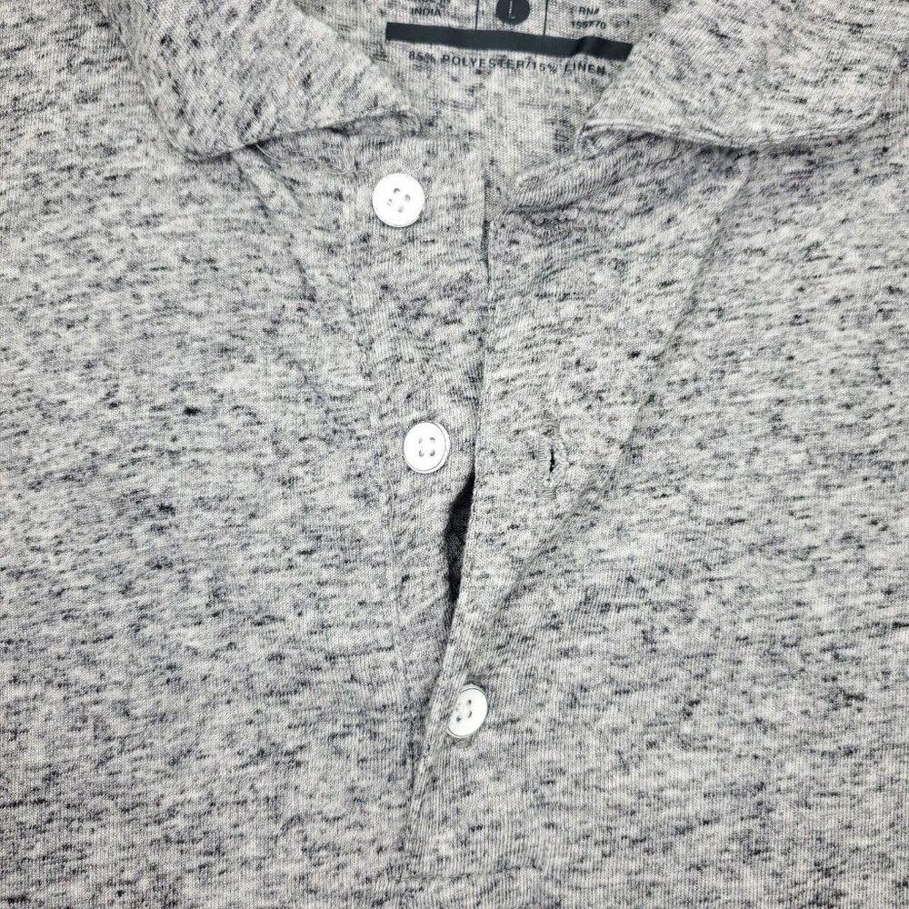 One Bay Away Polo Shirt Men Large Heathered Gray Premium Goods Poly Linen - Picture 3 of 6
